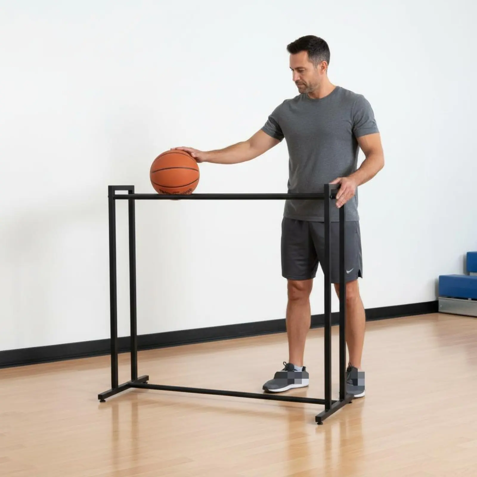 

Basketball Storage Rack Wheeled Basketball and Volleyball Rack Multi-Ball Storage Stand Easy to Assemble for Kindergarten