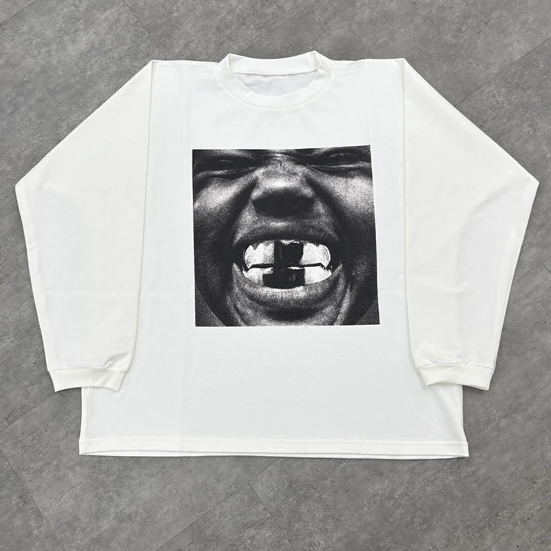 

High Street KANYE WEST футболка с длинными рукавами Европа Америка модные мужские и женские футболки в стиле хип-хоп с забавным принтом Kanye West
