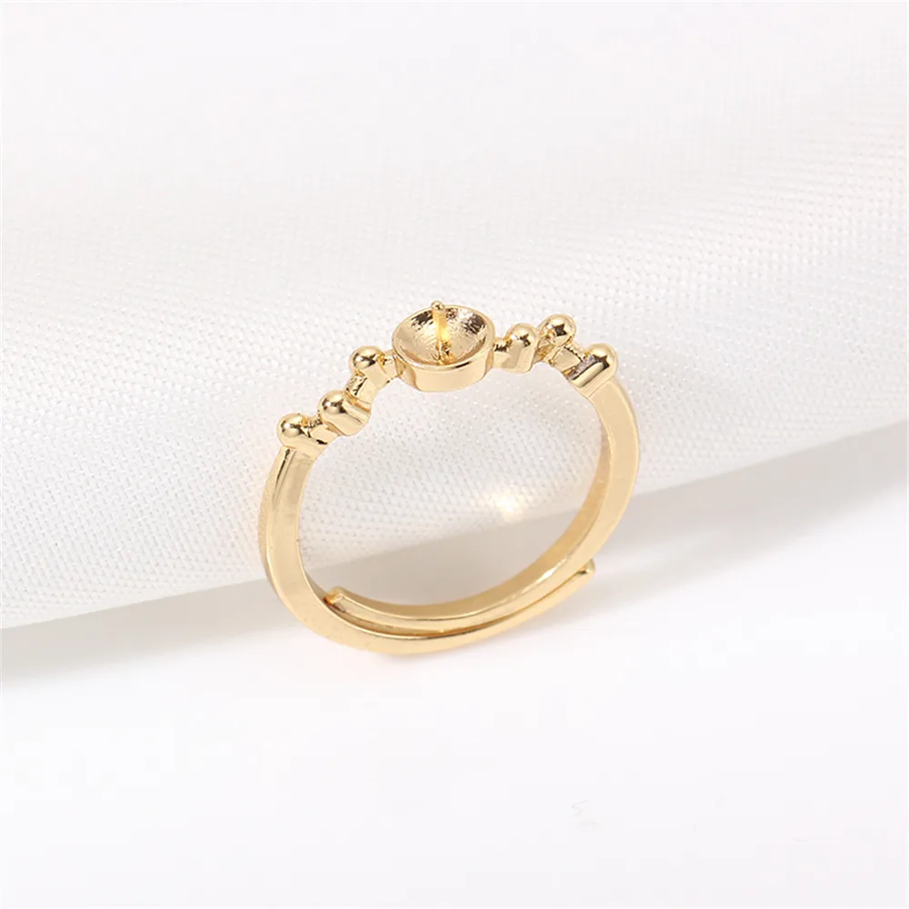 Domestic 14k Gold Plated Color Retaining Pearl Ring with Adjustable Opening DIY Accessories Wholesale Fit 7-9mm