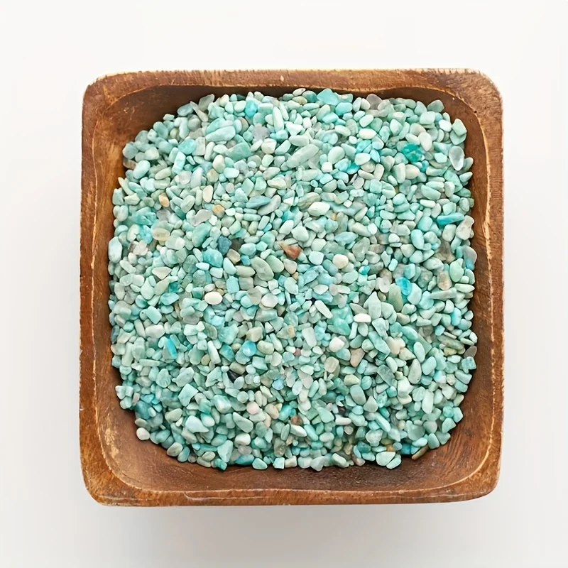 Amazonite gravel, in various irregular sizes, non-porous, semi-polished fragments, suitable for flower pots and aquariums