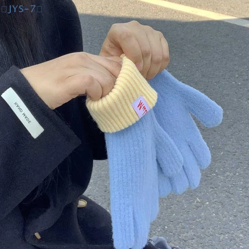 【JYS-7】قفازات نسائية شتوية سميكة مقاومة للرياح دافئة بأطراف الأصابع تعمل باللمس قفازات محبوكة عصرية ملونة إملحقات ناعمة