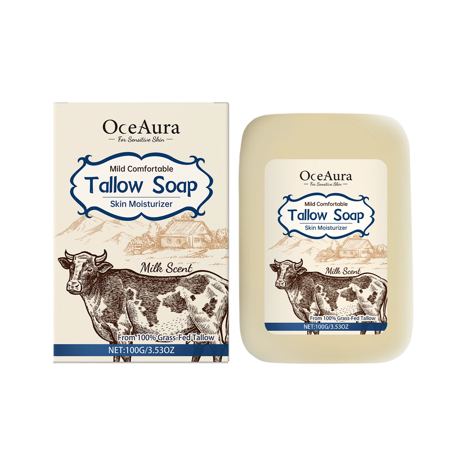 

OceAura Tallow Soap Gently Cleanses And Moisturizes All Over The Skin 1pcs