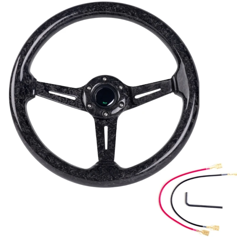 U13C Carbon Fiber Vehicle Steering Wheel 14 Inch With Aluminum Alloy Ergonomic Design