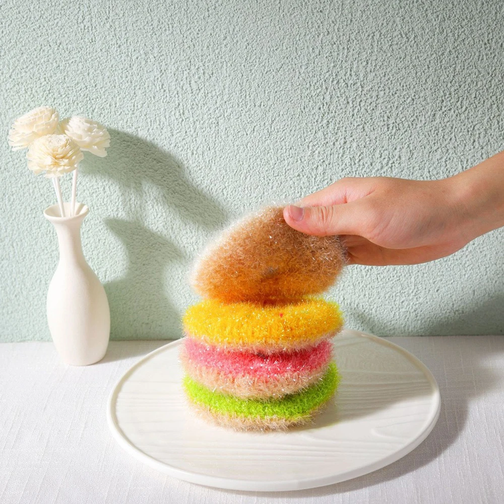 Korea High Efficient Anti-grease Donut Shape Dish Cloth Acrylic Washing Towel Kitchen Cleaning Wiping Rags Cleaning Cloths