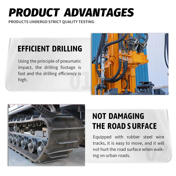 100-800m High Torque Hydraulic Leveling Legs Rig with Steel-Reinforced Rubber Tracks Pneumatic Water Well Drilling Machine