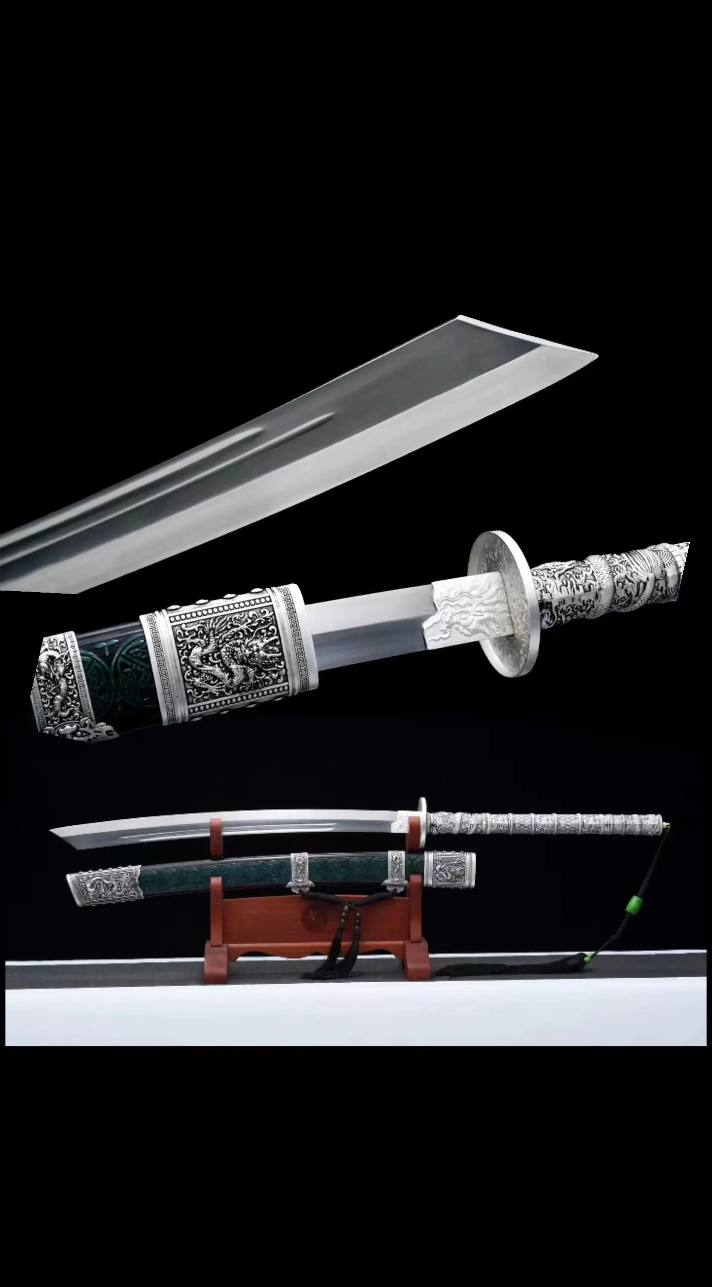 Kangxi-Real Handforged Battle Sword, Qingying, Multi Refined High Manganese Steel Blade, Chinese Kungfu Wushu Weapon, Unsharpe