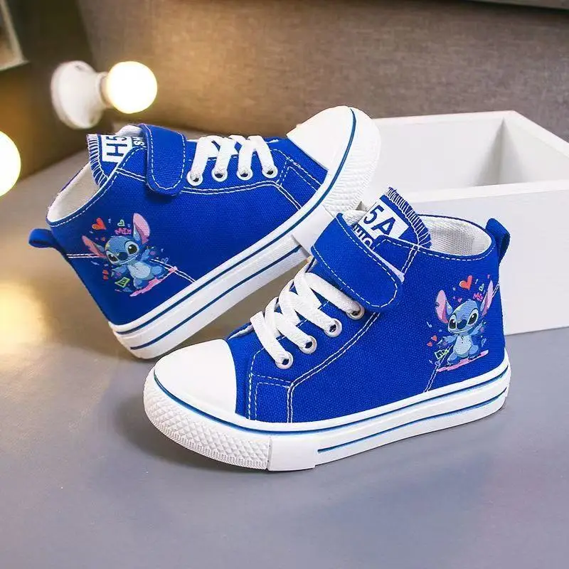

r‌eal pictures 2025 new autumn Stitch cartoon black blue pink girls board shoes kids Casual Shoes Flats children canvas shoes