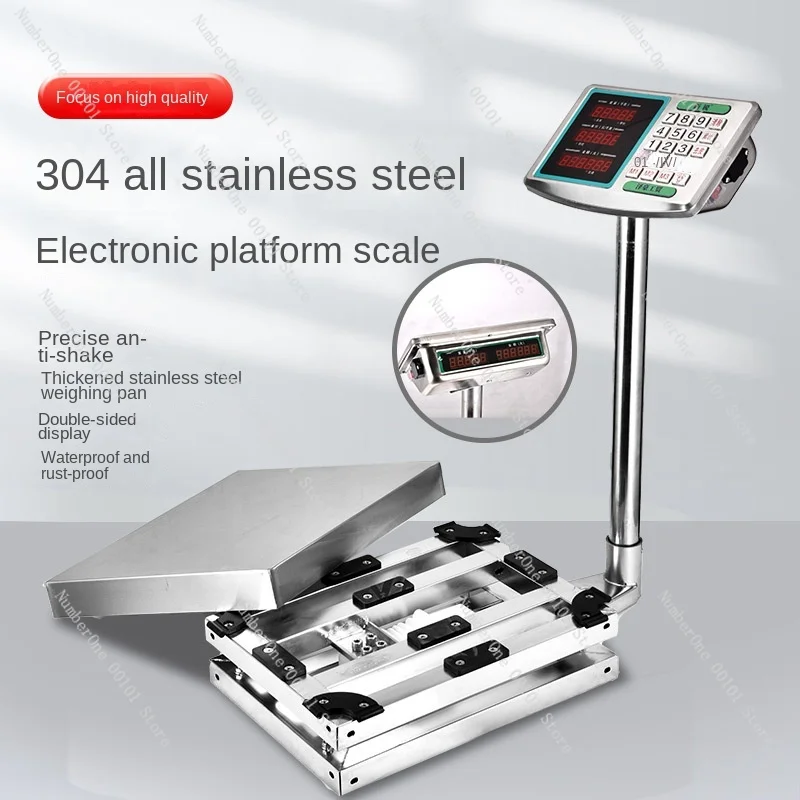 304 Stainless Steel Waterproof Commercial Electronic Scale, Precise Thickening, 100kg, 300kg