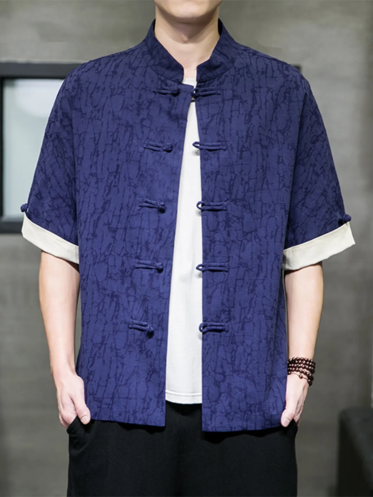 

Мужская рубашка из хлопка и льна, летняя, с цветочной вышивкой, в ретро-китайском стиле, свободного кроя, на пуговицах, молодежный тренд, большие размеры