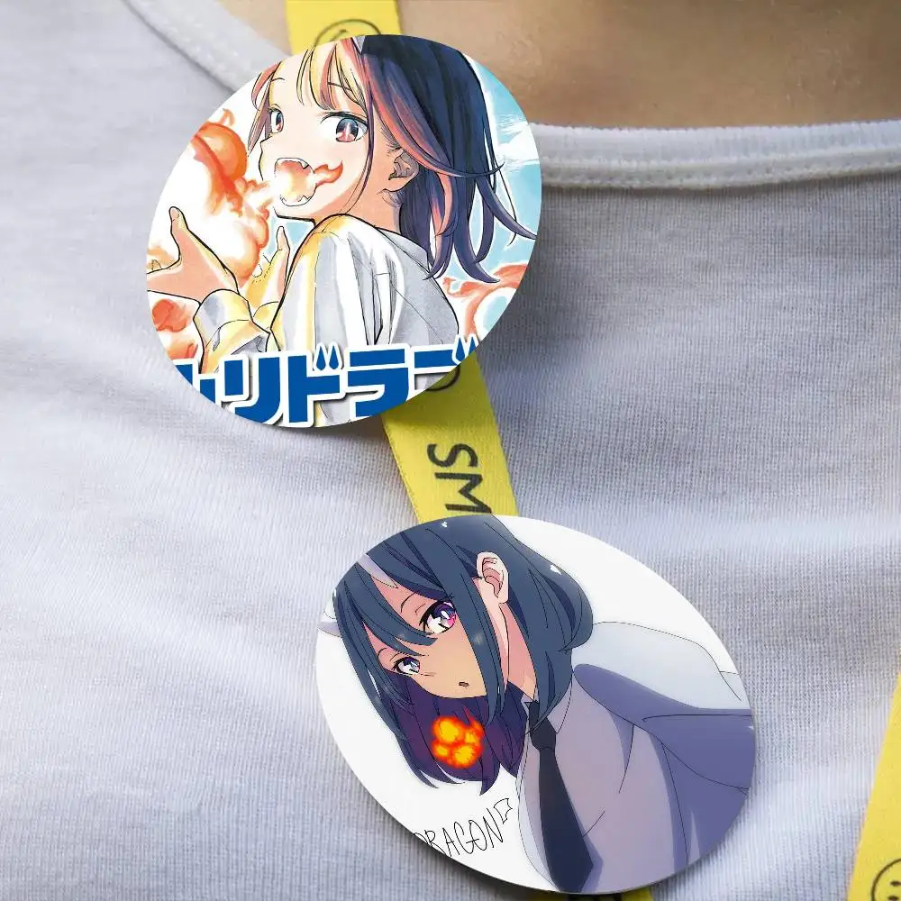 Ruri D-Dragon Manga Badge Tinplate Meme Round Brooch For Hat Bag Creative Lapel Jewelry Accessories Gifts