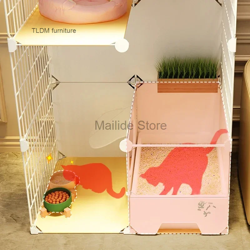 Cat Cages Home Indoor Cat Litter Box Integrated Cat House Simple Cat Villa Toilet Super Large Free Space Pet Products Cat Cage