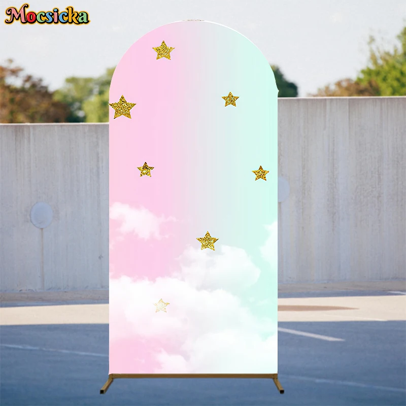 

Mocsicka Star Arch Background Photography Colour Cloud Baby Shower Girl Children Birthday Party Wedding Backdrop Decor Photozone