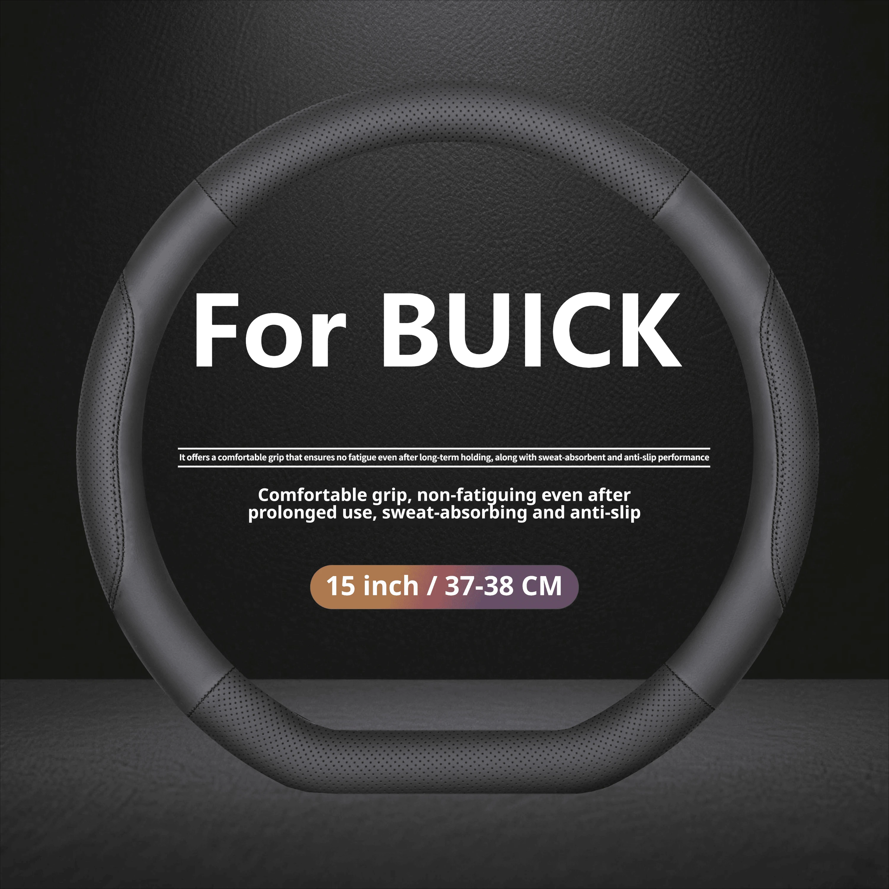 For Buick Car Steering Wheel Cover Nappa Leather Breathable Fits Encore Envision Enclave Envista Regal LaCrosse Electra E5 GL8