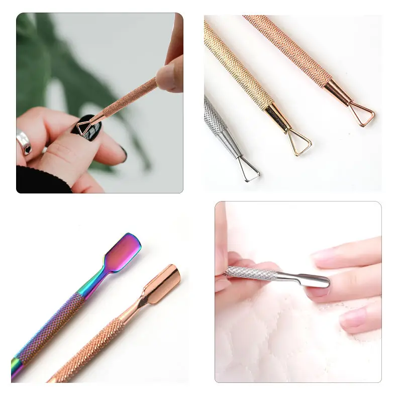 Removedor de cutícula de aço inoxidável, envio rápido para manicure e pedicure, ferramentas removedoras de esmalte, empurrador e cortador de cutícula de unha