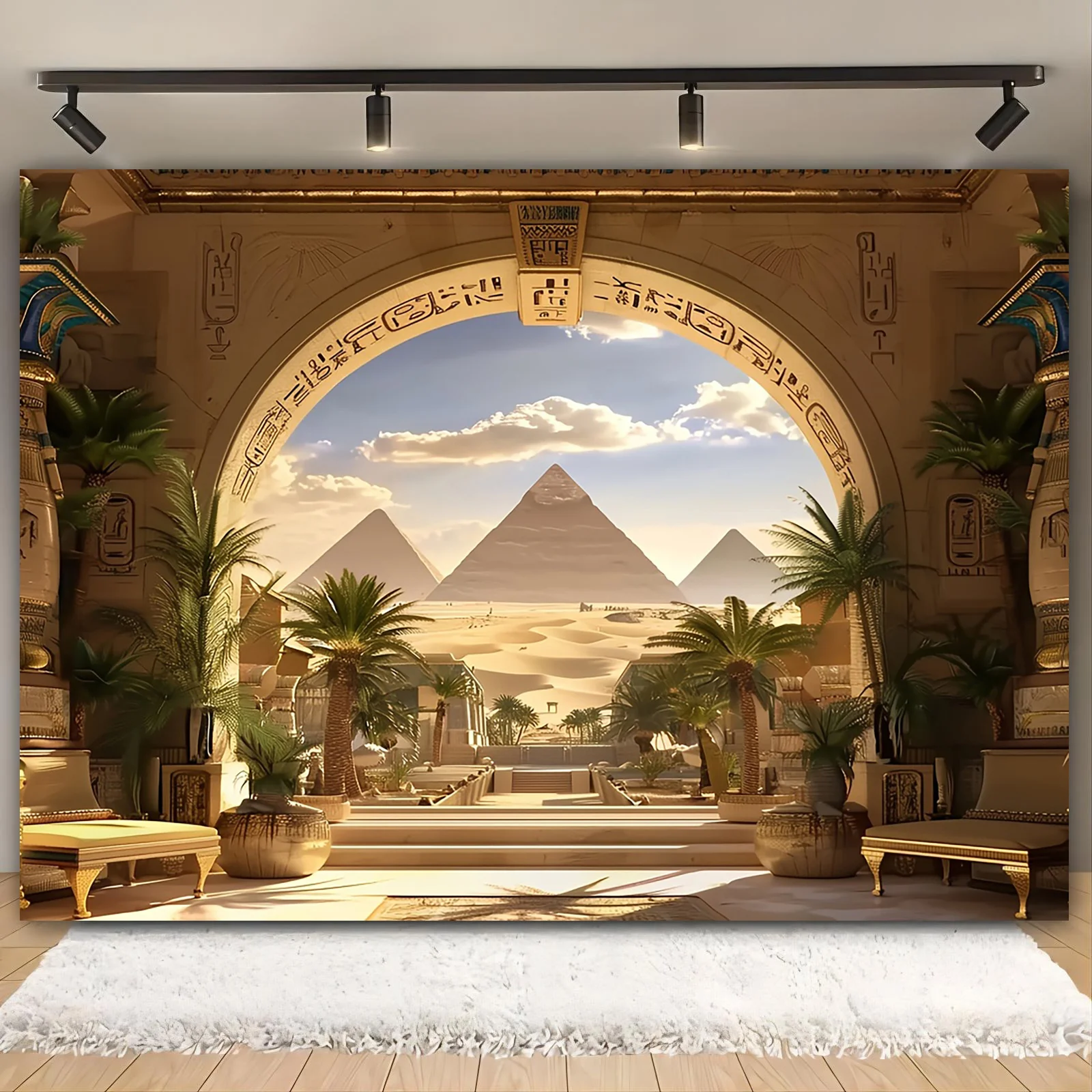 Ancient Egyptian Pyramids Tapestry – Desert Architecture Party Backdrop & Multipurpose Photography Banner
