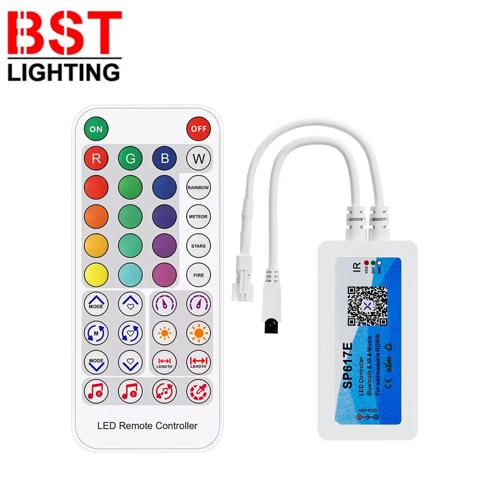 SK6812-RGBW Music LED Controller SP617E microfono integrato WS2814 TM1824 SM16704 UCS2904 LED Strip Light Bluetooth App IOS DC5-24V