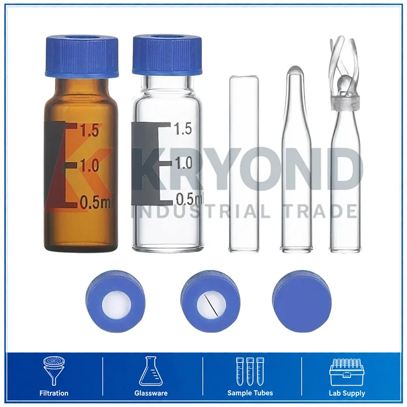 Generic 1.5mL 2mL Clear Brown Glass Chromatography Vials with Scale Screw Cap HPLC GC Lab Sample Storage Vial Product 100PCS