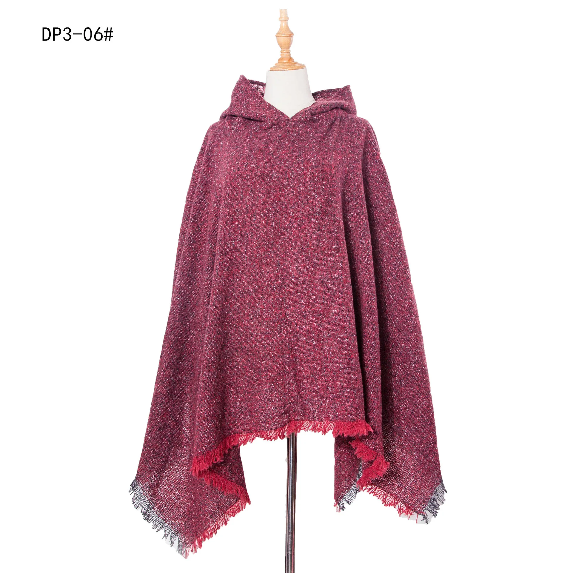 

New Shawl Spring Autumn Women Hooded Travel Photo Cape Fashion Street Pullover Poncho Lady Capes Purple Cloaks