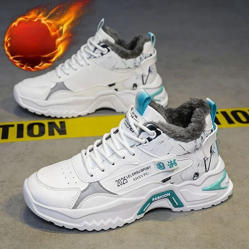 Men High-Top Cotton Boots Fashion Sneakers 2025 New Warm Sports Shoes for Men Anti Slip Comfort Students Running Shoes Zapatos