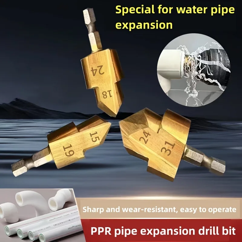 Drill Bit Step Socket For Water PVC Pipe Expander Connector Repair Plumb Fit Reamer Ream Hole Elbow Tee Plumber Tool