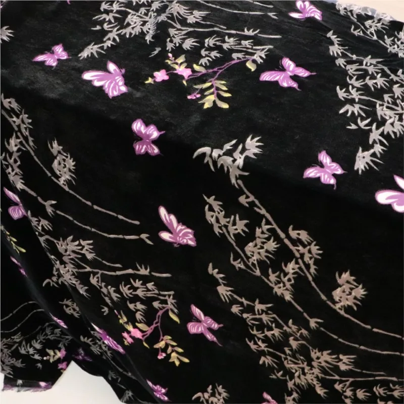 벨벳 브로케이드 비스코스 프린트 무늬가 있는 번트 패브릭 나이트가운 드레스 치파오