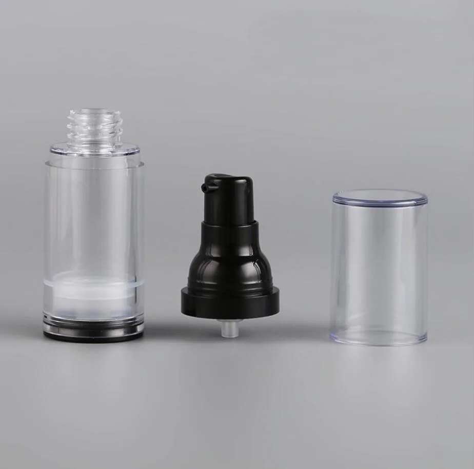 20ml clear Airless Bottle Black Pump Lid Sprayer Toner/Serum/Lotion/Emulsion/Foundation/UV Essence/toner foundation Packing