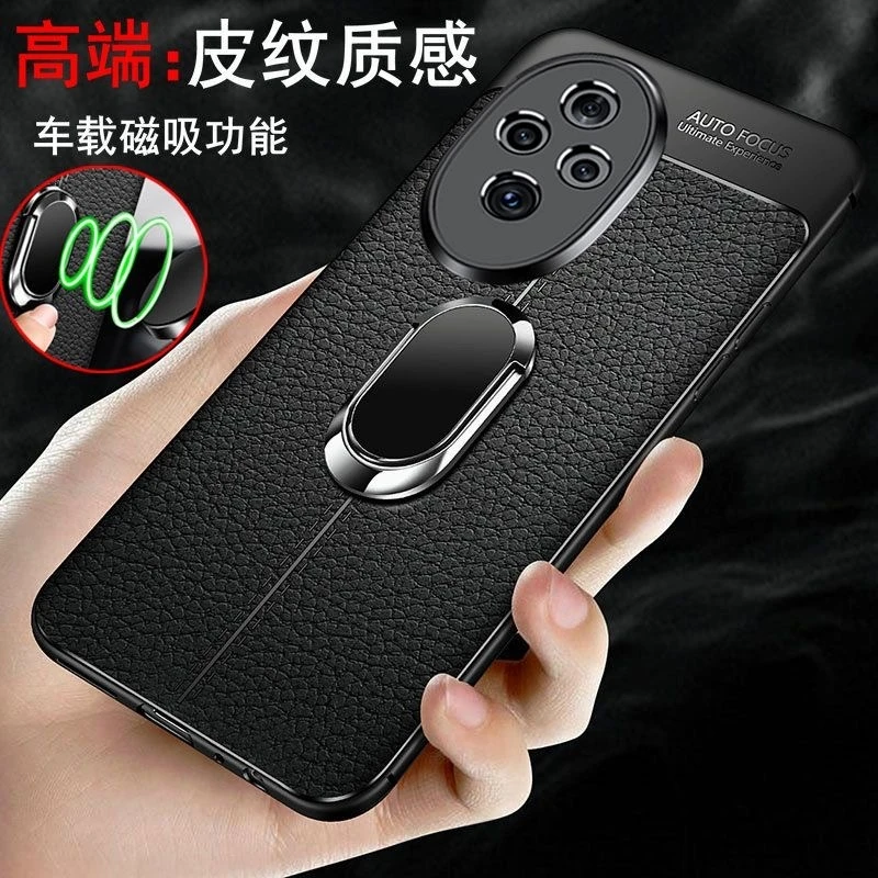 Magnetic Case For Honor 200 Pro Case Holder Ring Phone Cover For Honor 200 200Pro 100Pro 5G PU Silicone Shell Shockproof Bumper