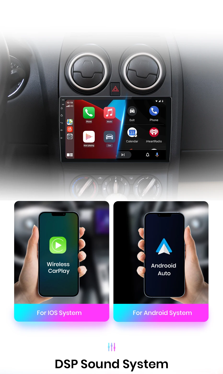 Junsun carplay android auto autoradio für nissan qashqai j10 2011-2015 gps intelligente systeme tereo multimedia autoradio – Detail 12