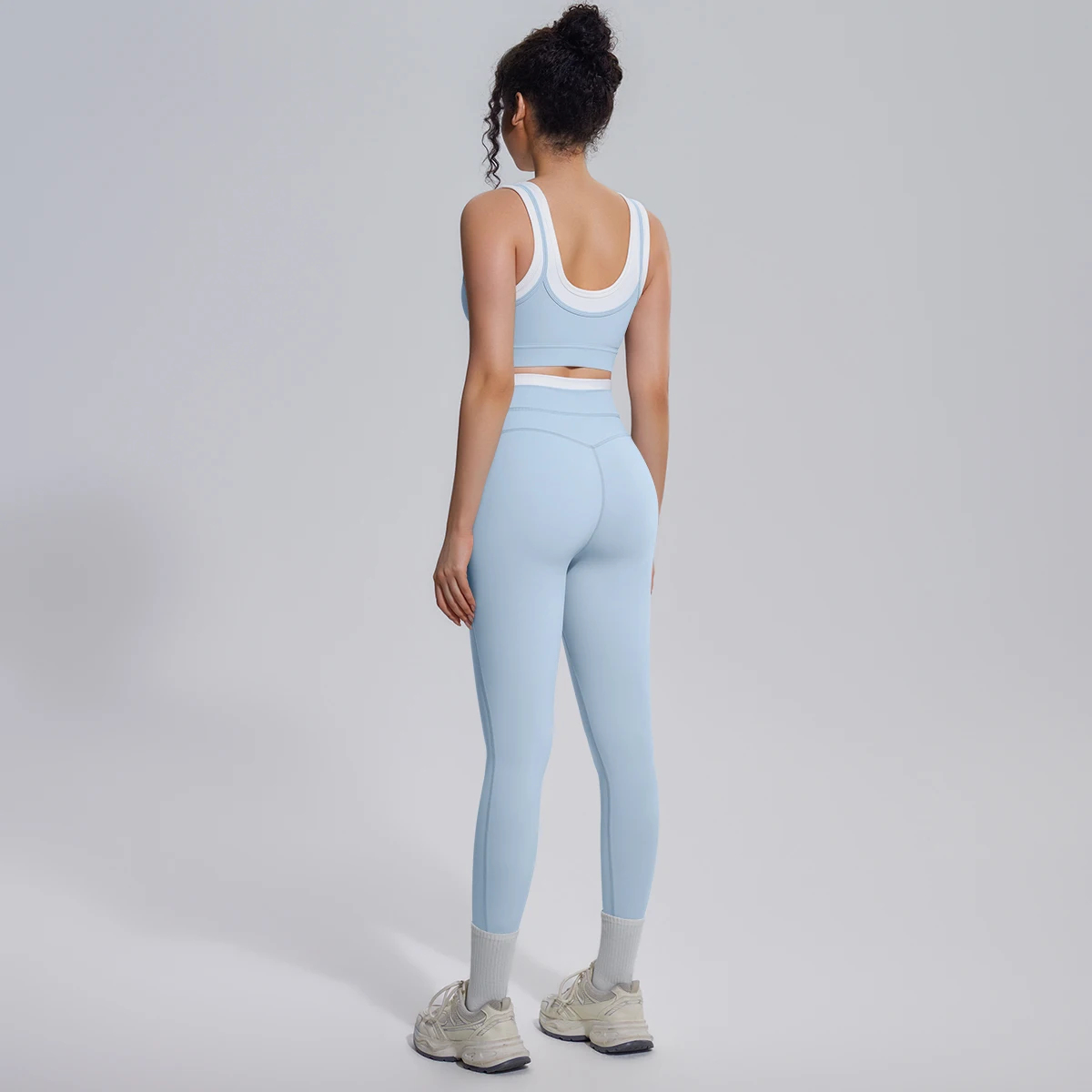 Rooftrellen 2-teiliges Yoga-Set für Damen, sexy Sport-BH, Yoga-Top mit Brustpolster, Farbblock-Design, Yoga-Hose mit Po-Formung, Damen-Fitness-Set – Detail 32