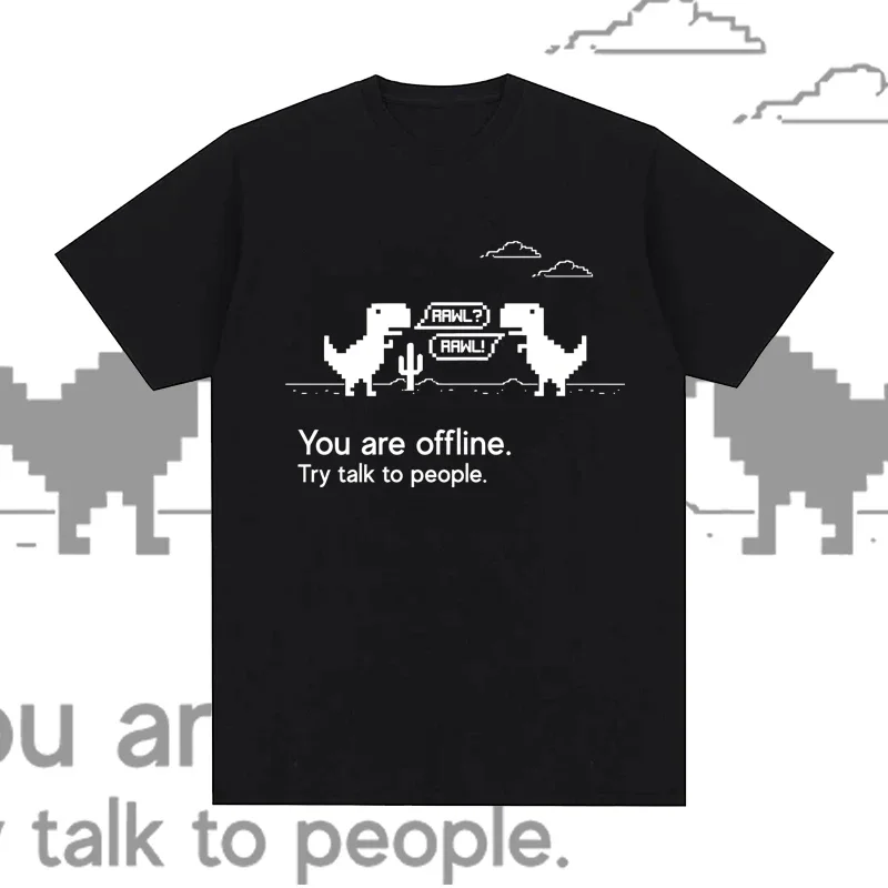 You Are Offline Graphic Print T-Shirt for Men Summer Casual Fashion Funny Streetwear Tops Crew Neck Short Sleeve T-shirts
