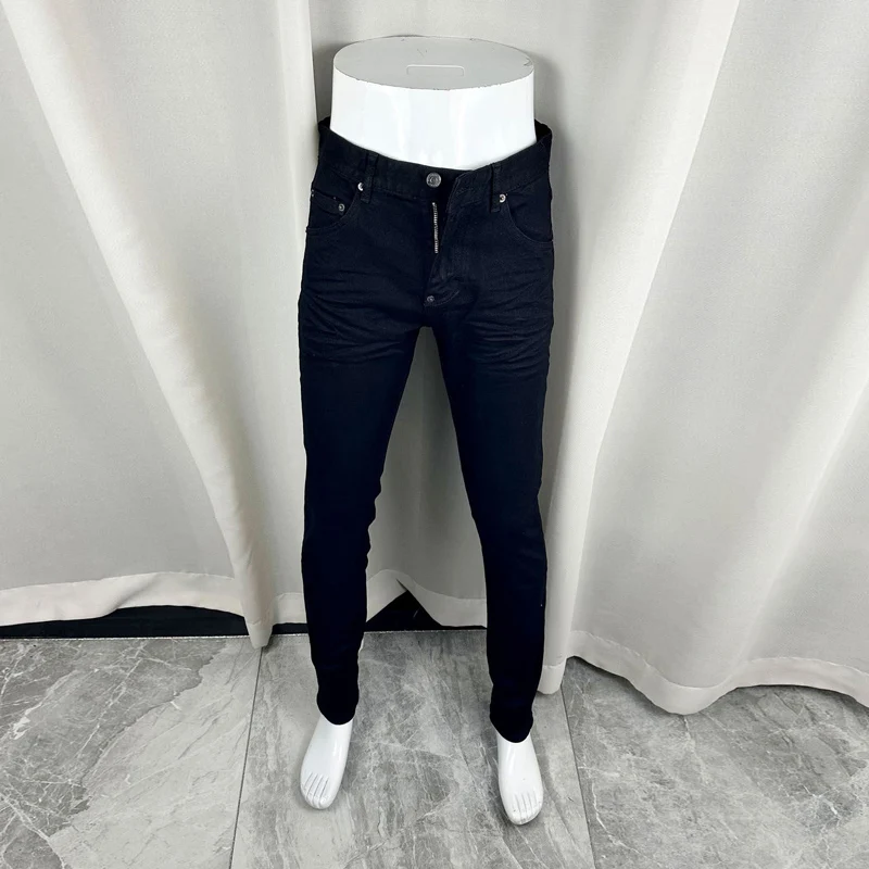 

Y2K Newly Designer Fashion Men Jeans High Quality Black Stretch Slim Fit Vintage Jeans Men Y2K Brand Denim Pants Retro Trousers