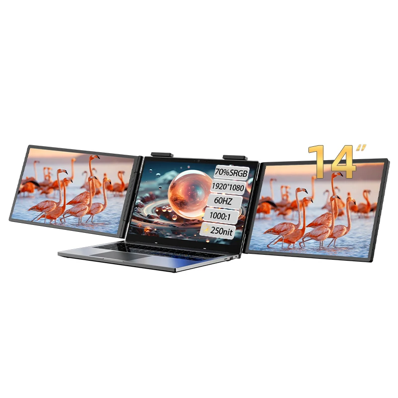 

Eimio 14-Inch Dual Triple Quad Portable Laptop Monitor with Triple Display USB Port IPS Panel Triple Display Laptop Monitor