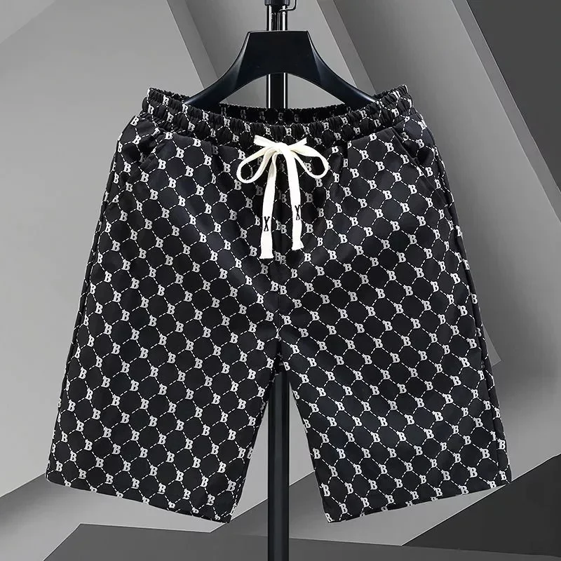 

Summer Modern Trend Stylish Men's Star B Full Over Print Casual Quick-dry Beach Shorts Comfy Relaxed-Fit Flexible Moto Shorts