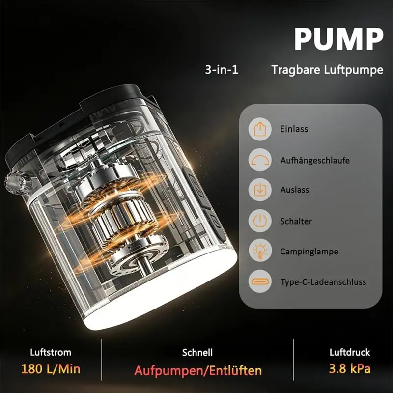 [NEWA08R】 Portable Mini Air Pump Mini Air Pump For Camping Air Mattress Pump
