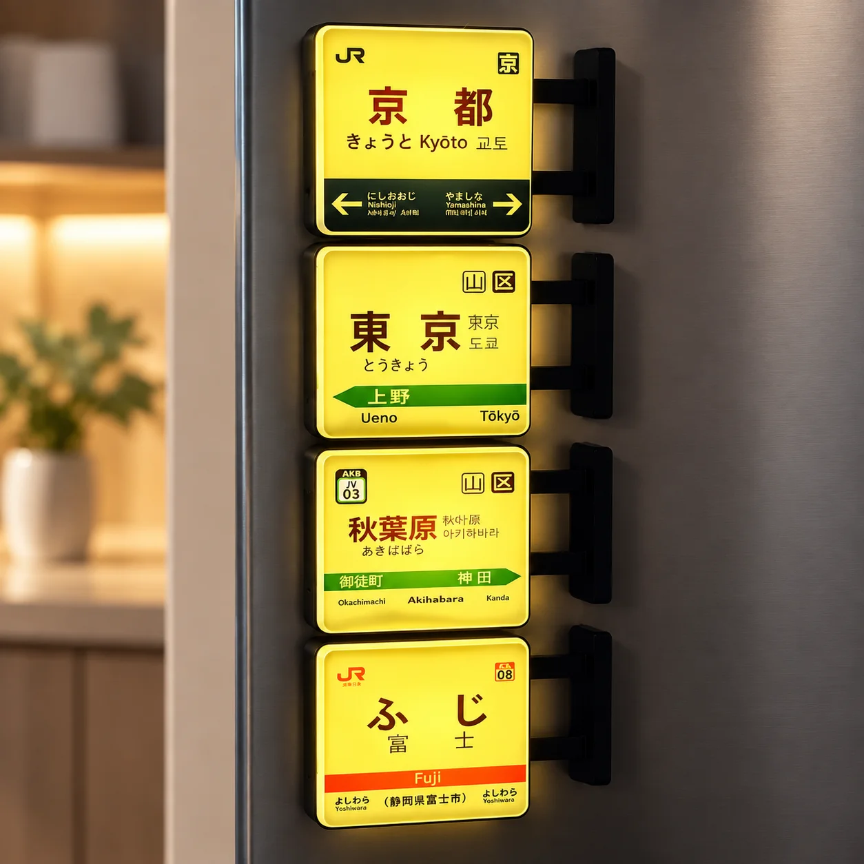 Japan Tokyo Glowing Fridge Magnet Mini Light Box LED Sign Illuminated Decorative Souvenir