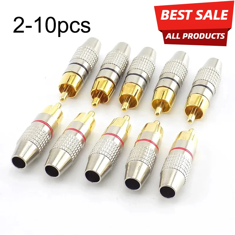 RCA Male Plug to cabling Connector Adapter Audio Video Cable CCTV camera Non Solder Gold Plated E2