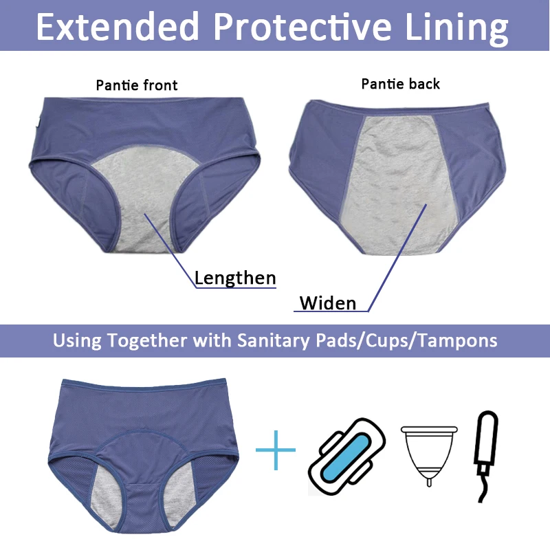 L-8XL Leak Proof Menstrual Panties 5PCS Women Period Underwear Sanitary Panties Plus Size Physiological Waterproof Briefs - Image 3