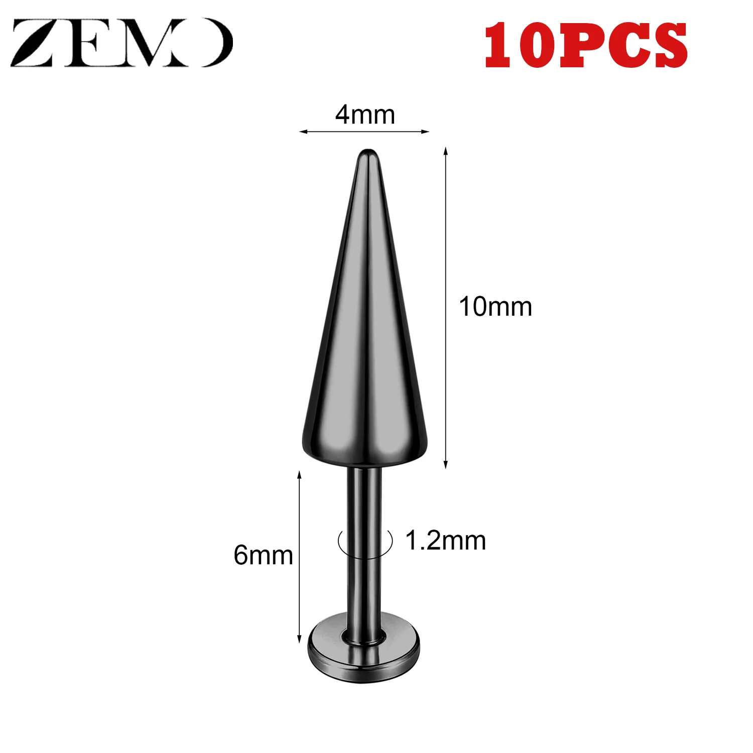 10PCS Stainless Steel Spike Labret Lip Piercing Set