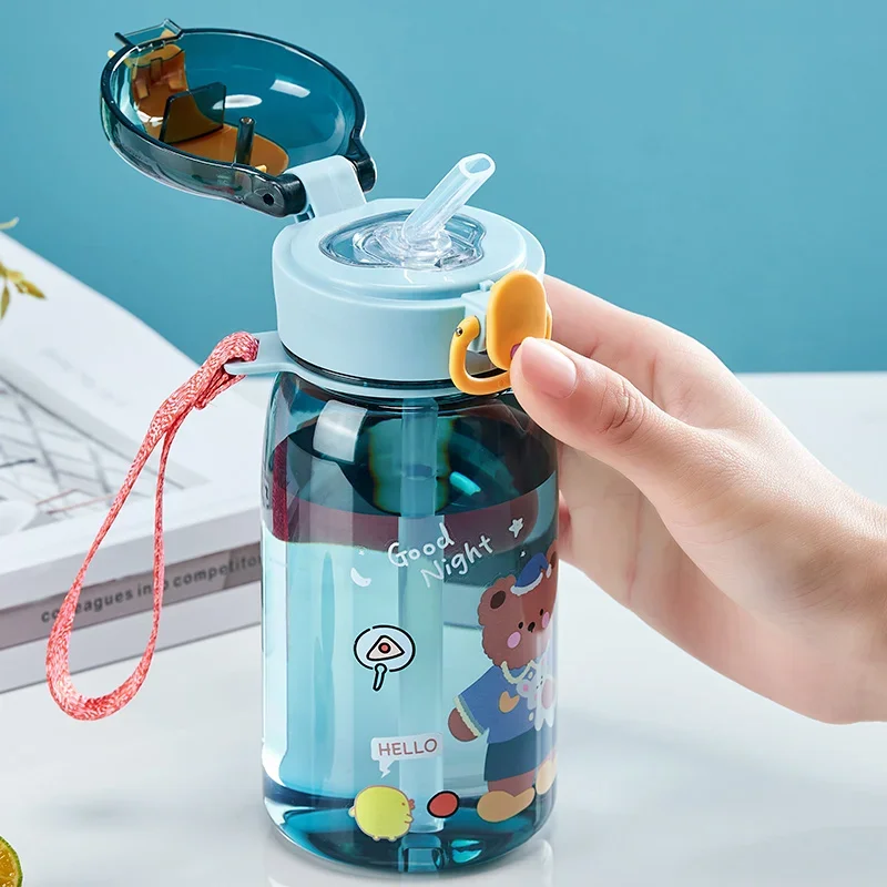 Kids Water Sippy Cup With Straw Cartoon Leakproof Water Bottles Outdoor Portable Drink Bottle Children's Lovely Cup