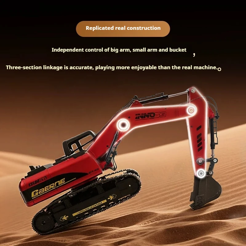17cm 18/20 Channels Rc Alloy Excavator Remote-Controlled 680 Degree Turntable Rotation Illuminated Spray Simulation Console Gift