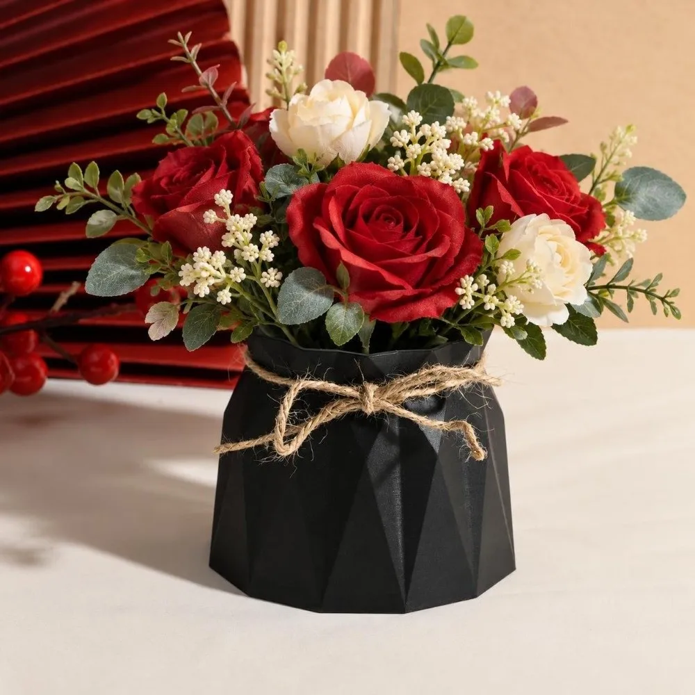 Elegant Plastic Plastic Vase Anti-Ceramic Style European Style Flower Vase Lightweight Decorative Vase Home Decoration
