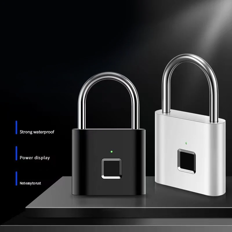 Smart Fingerprint Padlock Waterproof Biometric Fingerprint Keyless Door Lock USB Rechargeable Security Padlock For House Unlock