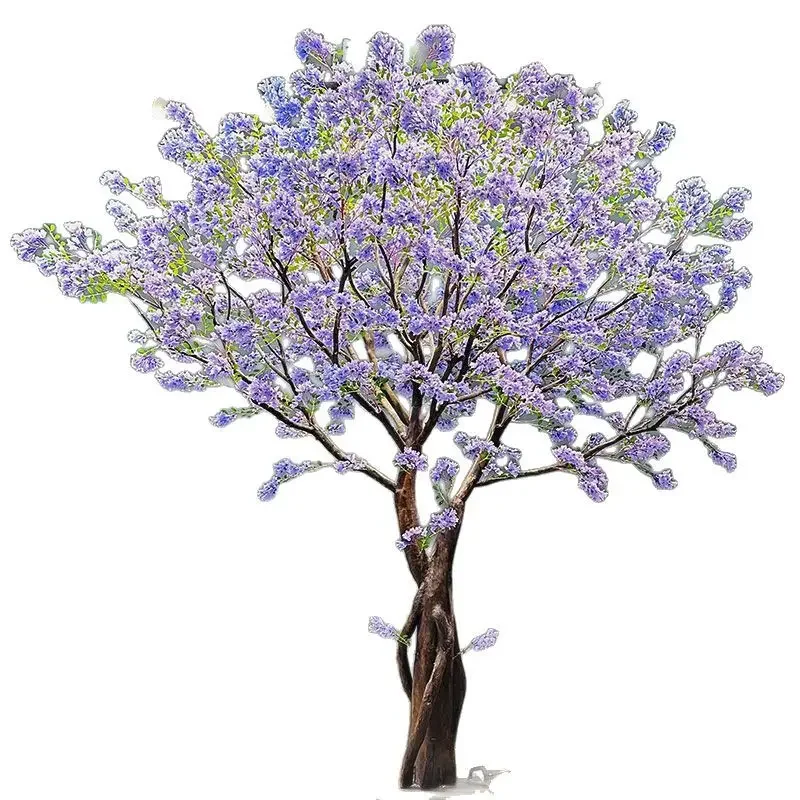 Simulación lila, jacaranda, glicina, árbol de flor de cerezo, árbol de flor de melocotón, juego de accesorios, adornos, fondo