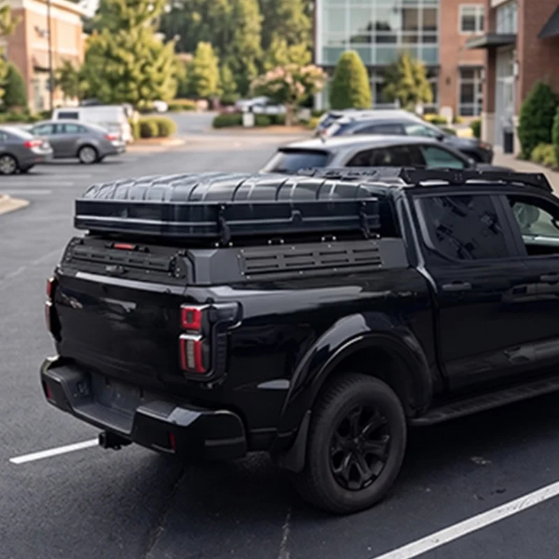High‑Quality Waterproof Lockable Three‑Door Folding Aluminum Pick‑up, Practical Hard Truck Bed Topper Cover