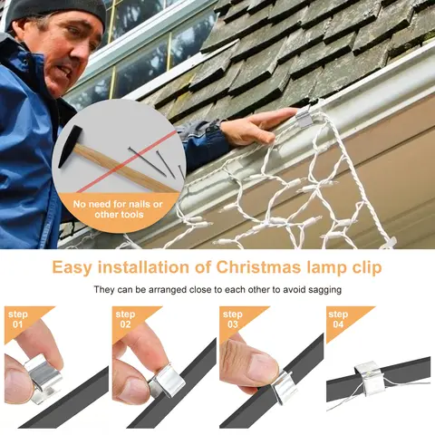50/100 पीस हॉलिडे लाइट्स रूफ हुक्स गटर क्लिप्स क्रिसमस लाइट्स गटर स्टेनलेस स्टील हुक्स आउटडोर स्ट्रिंग लाइट लटकाने के लिए 10 best sales गटर हुक - №2