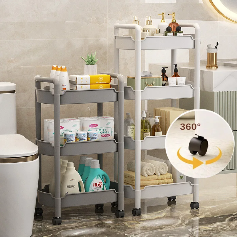 2/3/4 layers Mobile Storage Rack Trolley Kitchen Bedroom Bathroom Storage Rack With Wheels Cart Multifunctional Multi Storey New