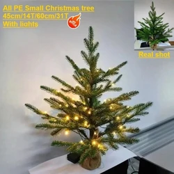 Artificial Small Christmas Tree PE Material with LED Light Desktop Christmas Tree 45cm/60cm Christmas Party Atmosphere Ornaments