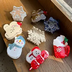 1pc Cartoon Snowman Christmas Hair Clip Cute Ponytail Hairpin Party Holiday Festival Christmas Hair Accessories