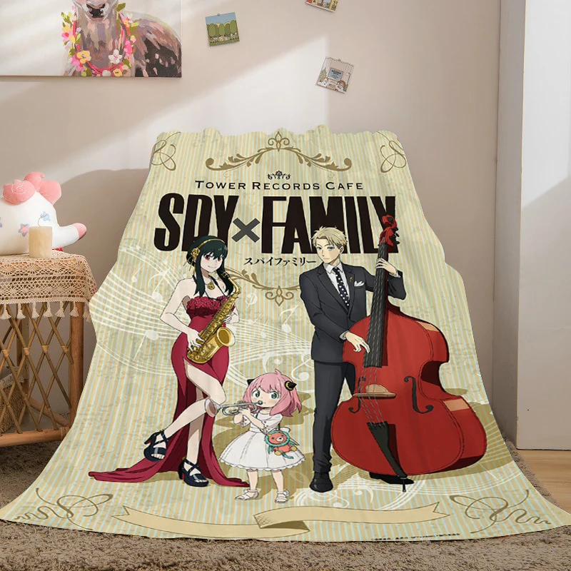 Anime Flannel Blanket Sofa A-Spy×Family Fluffy Soft Blankets for Winter King Size Microfiber Bedding Warm Bed Fleece Camping