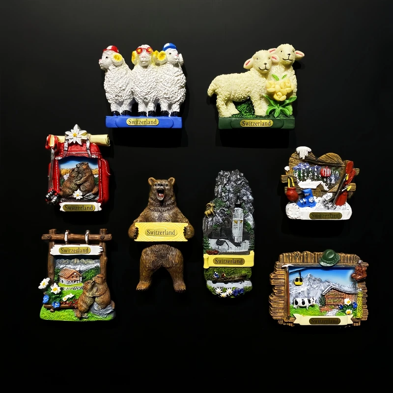 سويسرا، بيرن، زيورخ جونغفرو، إنترلاكين، ذكرى سياحية، ديكور مشهد الثلج، ملصق ثلاجة مغناطيسي #1